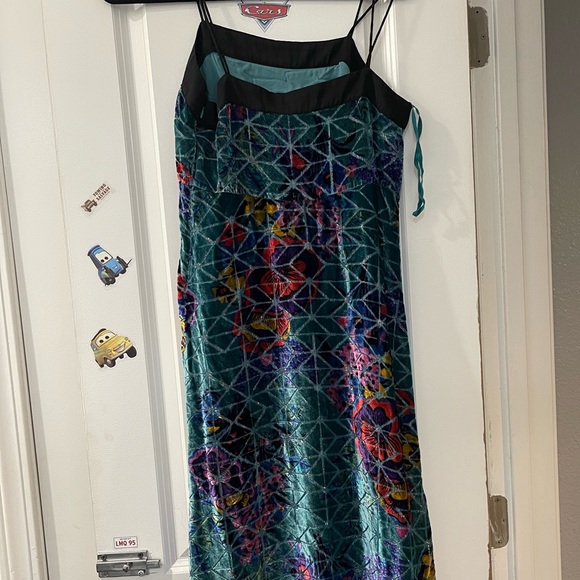 Anthropologie Moulinette Soeurs Blue Lange Velvet Slip Midi Dress Metallic - Picture 3 of 8